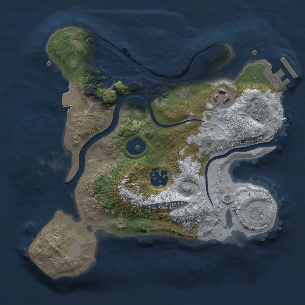 Rust Map: Procedural Map, Size: 2500, Seed: 129065282, 6 Monuments