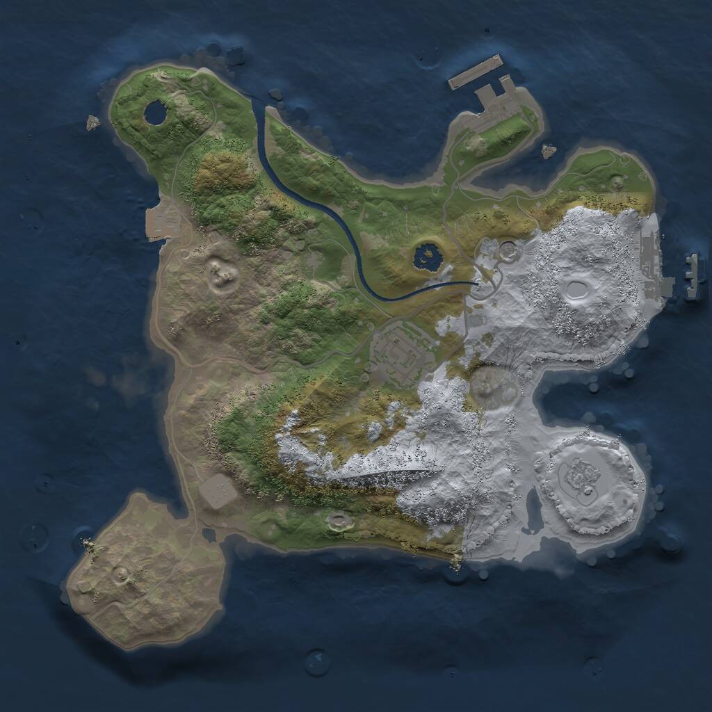 Rust Map: Procedural Map, Size: 2500, Seed: 129065282, 6 Monuments