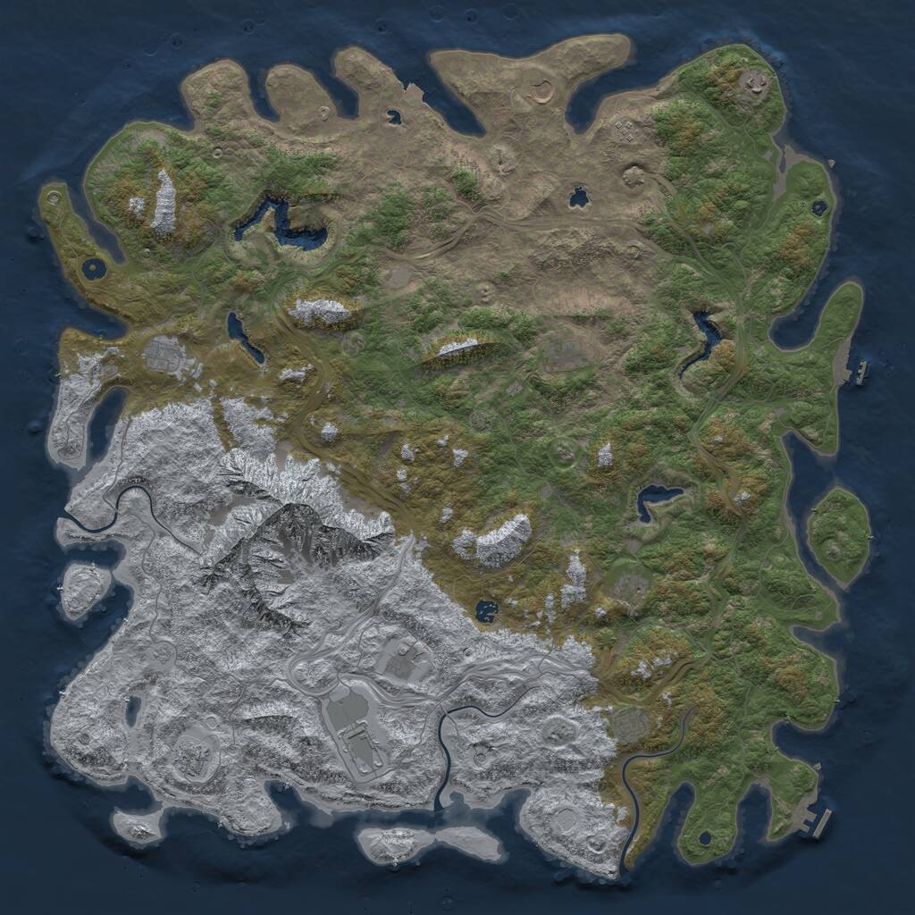 Rust Map: Procedural Map, Size: 6000, Seed: 43597176, 17 Monuments