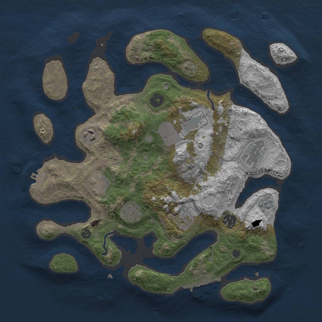 Rust Map: Procedural Map, Size: 3500, Seed: 1933874348, 12 Monuments