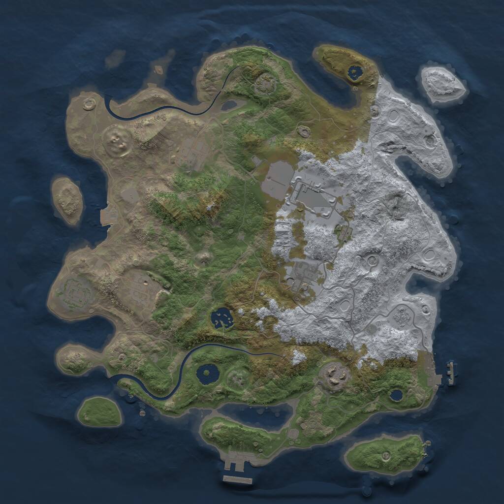 Rust Map: Procedural Map, Size: 3500, Seed: 1933874348, 13 Monuments