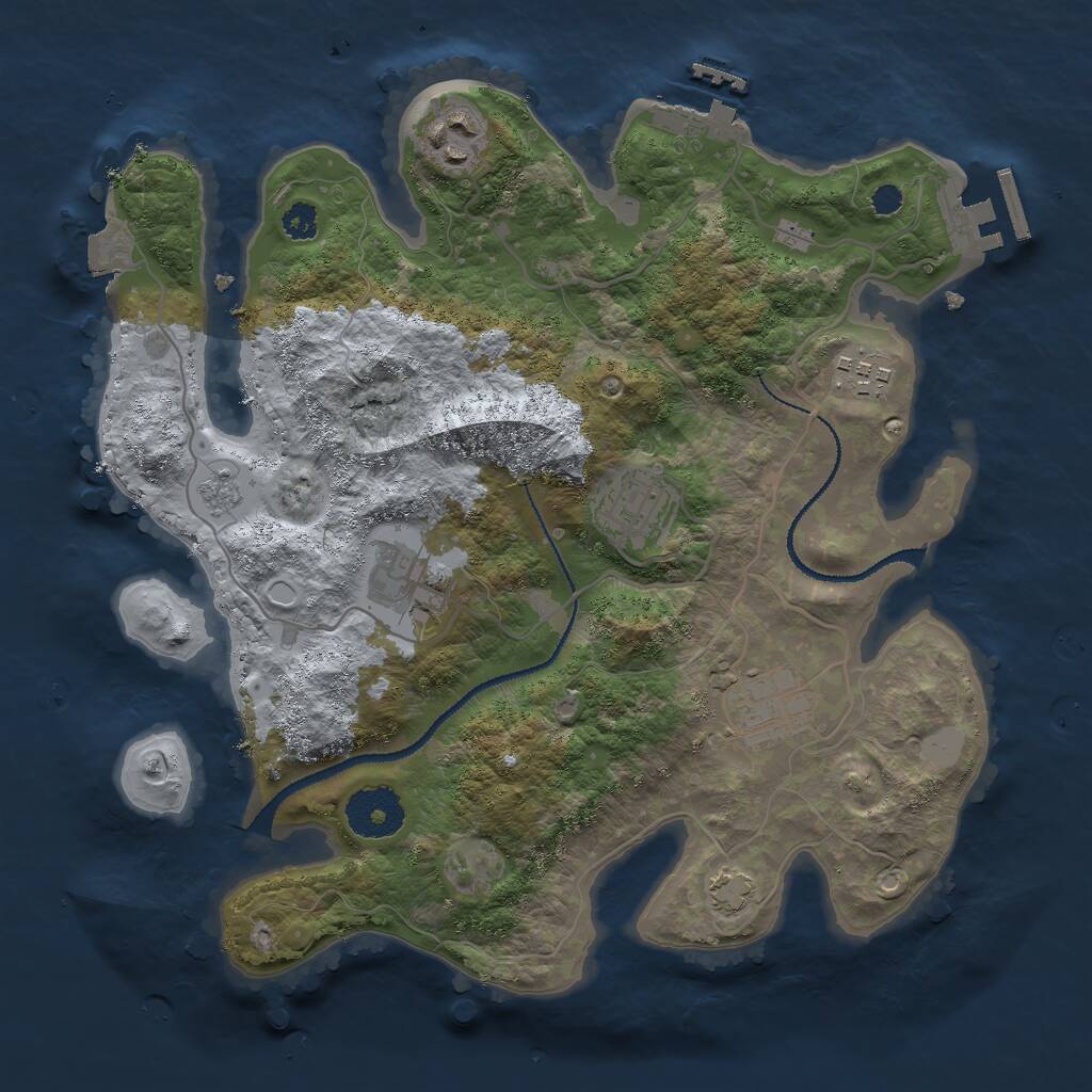 Rust Map: Procedural Map, Size: 3000, Seed: 1099451953, 10 Monuments