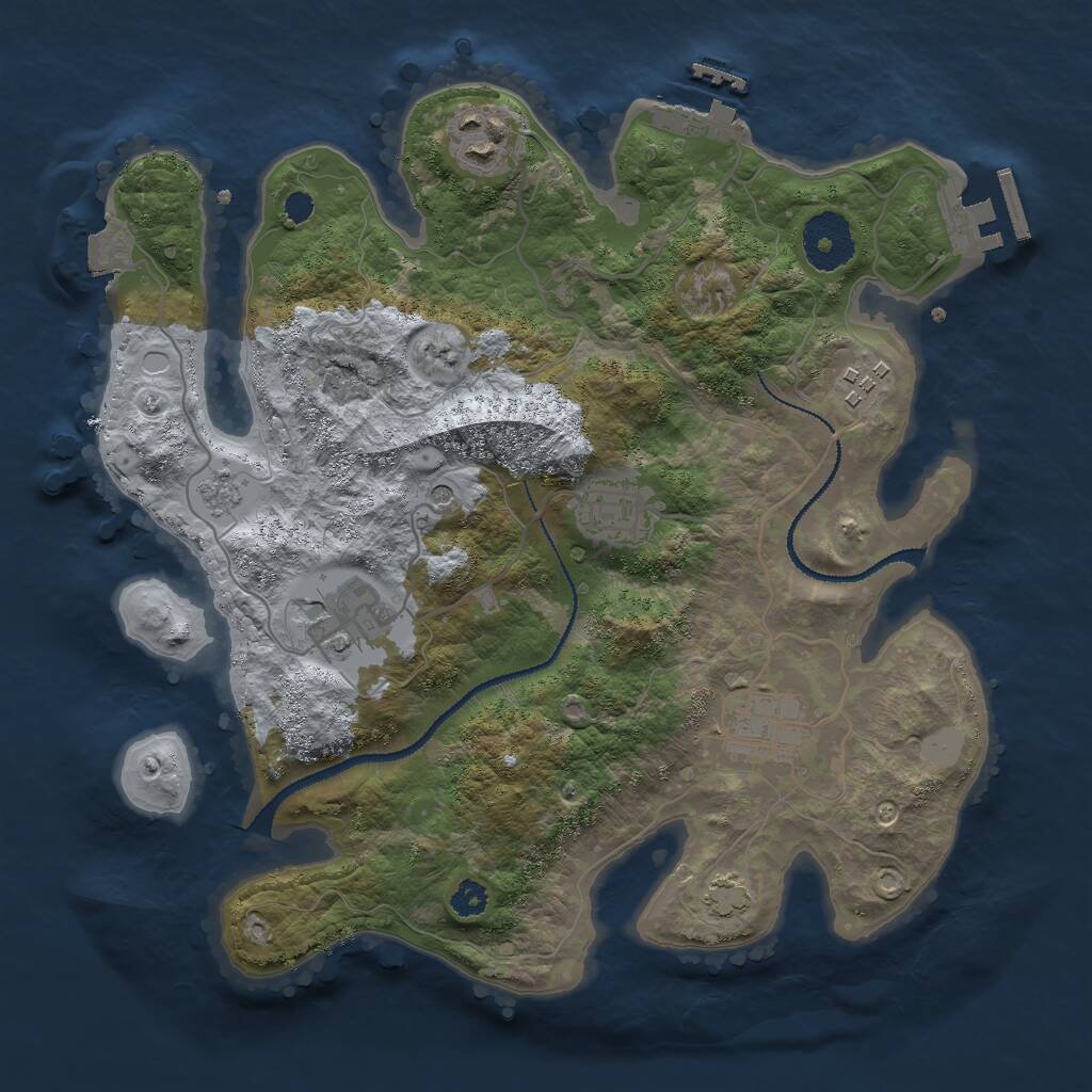 Rust Map: Procedural Map, Size: 3000, Seed: 1099451953, 11 Monuments