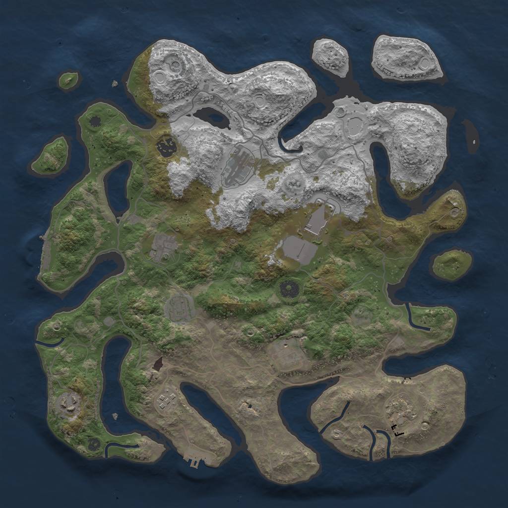 Rust Map: Procedural Map, Size: 4000, Seed: 21867, 14 Monuments