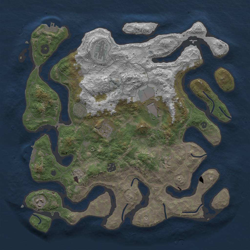 Rust Map: Procedural Map, Size: 4000, Seed: 814908, 13 Monuments