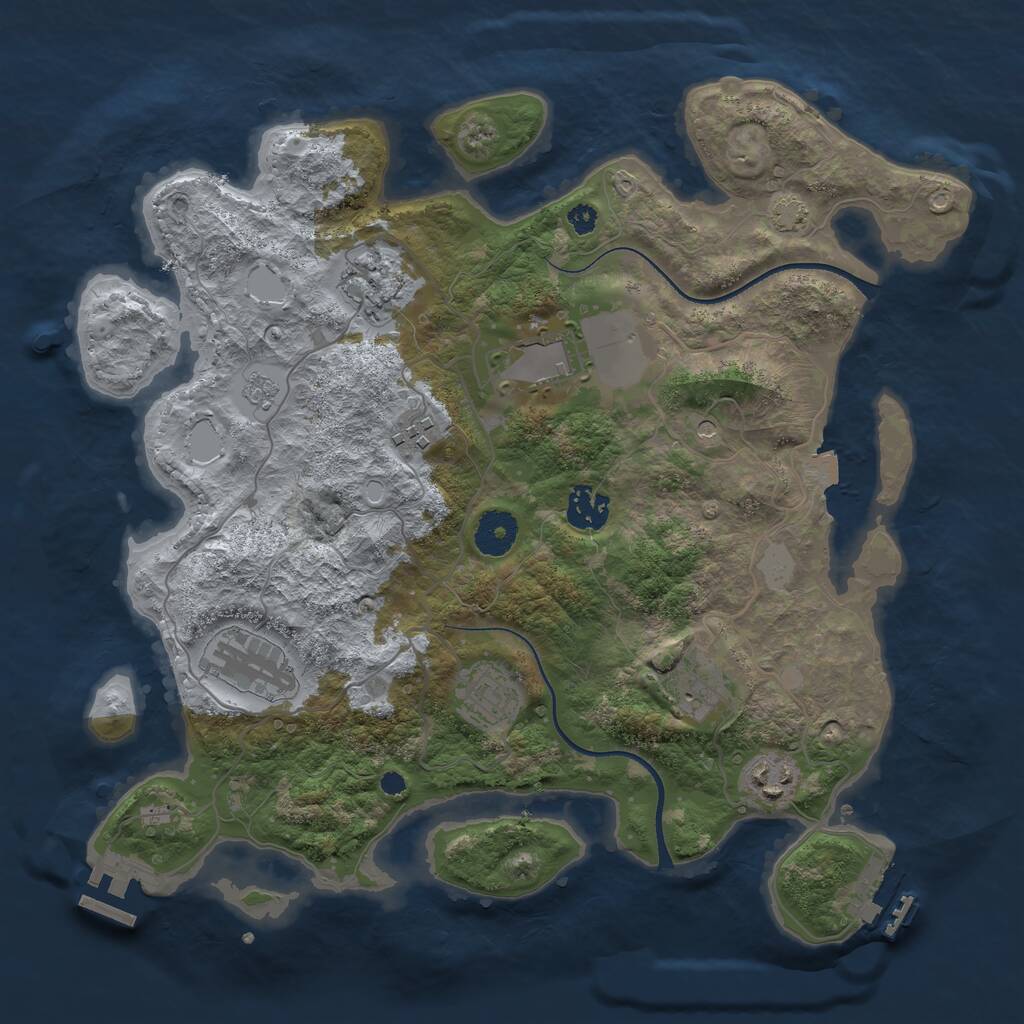 Rust Map: Procedural Map, Size: 3500, Seed: 254586, 14 Monuments