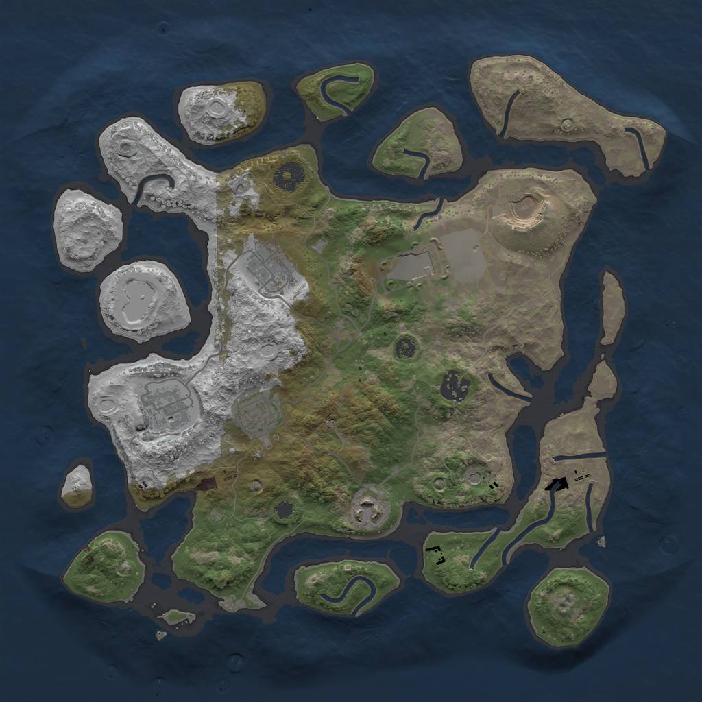 Rust Map: Procedural Map, Size: 3500, Seed: 254586, 10 Monuments