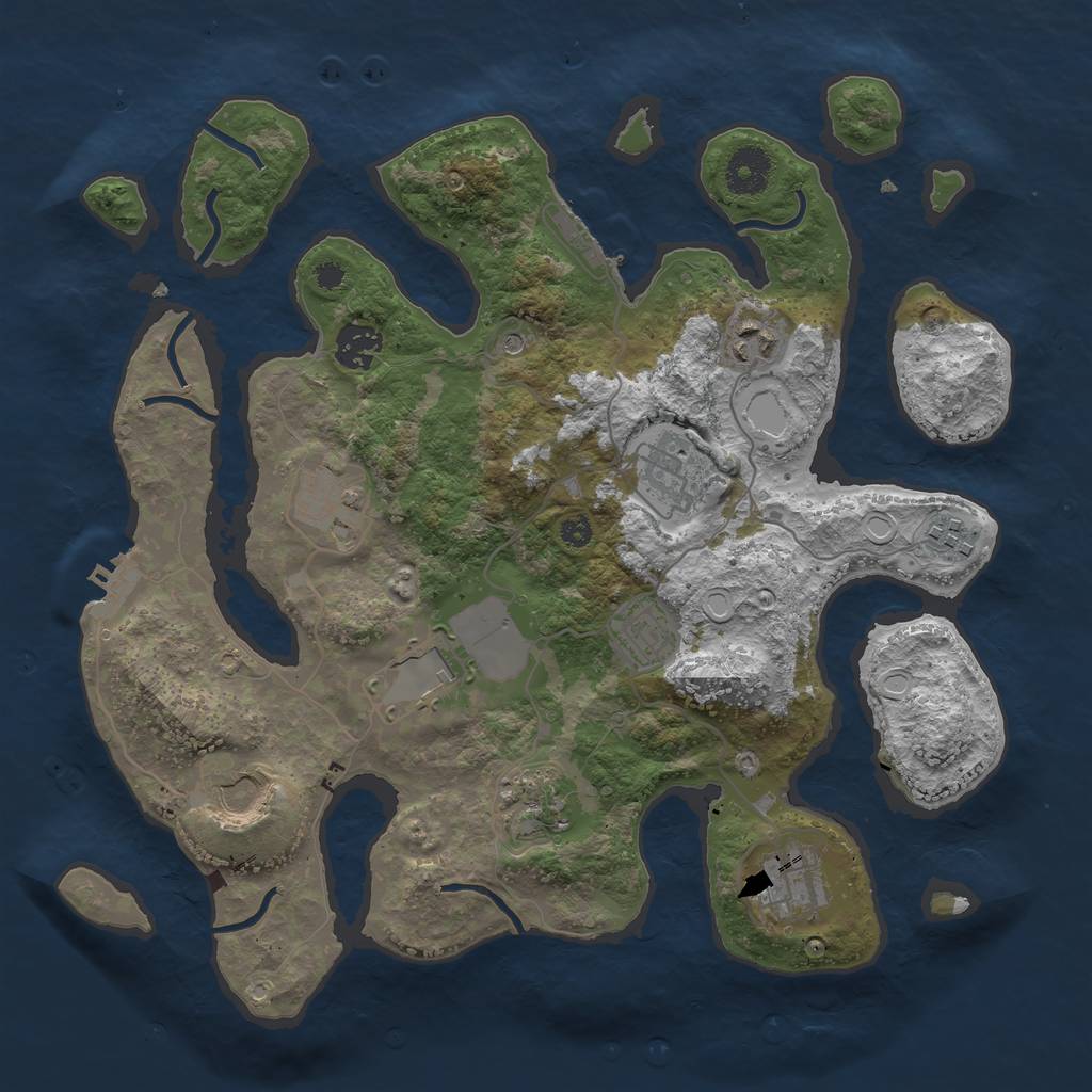 Rust Map: Procedural Map, Size: 3500, Seed: 430959203, 15 Monuments