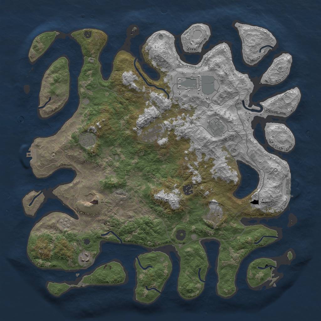 Rust Map: Procedural Map, Size: 4500, Seed: 42222, 14 Monuments