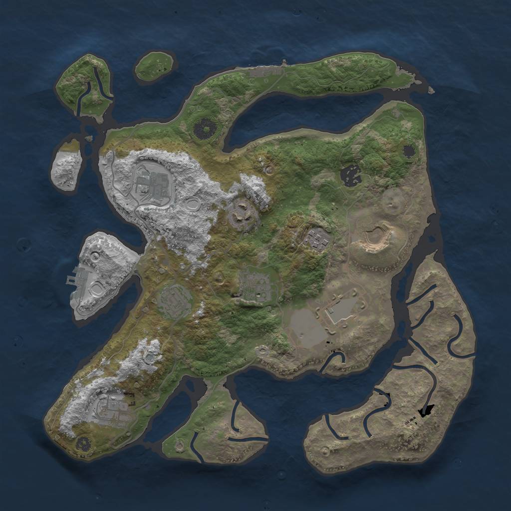 Rust Map: Procedural Map, Size: 3500, Seed: 64534534, 13 Monuments