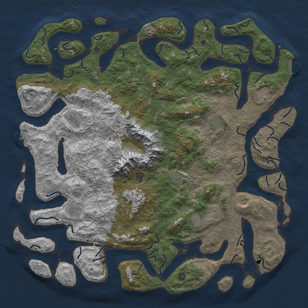 Rust Map: Procedural Map, Size: 6000, Seed: 5885, 16 Monuments