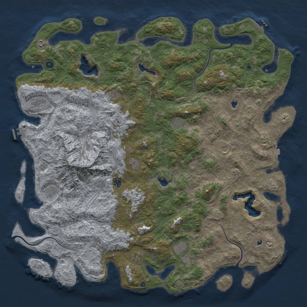 Rust Map: Procedural Map, Size: 6000, Seed: 5885, 17 Monuments