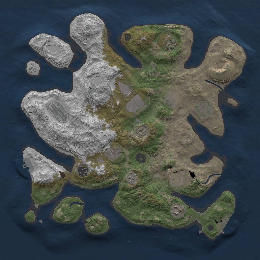 Rust Map: Procedural Map, Size: 3750, Seed: 651349197, 16 Monuments