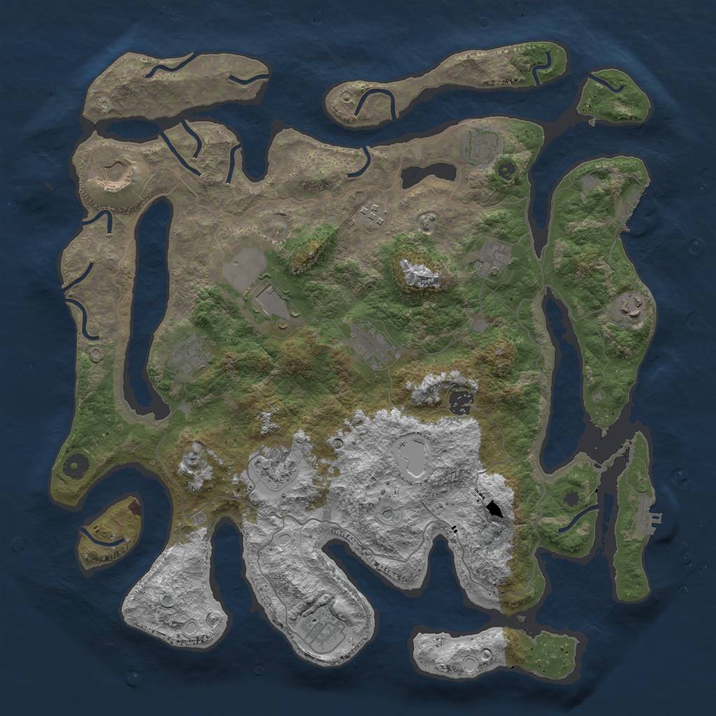 Rust Map: Procedural Map, Size: 4250, Seed: 735256181, 16 Monuments