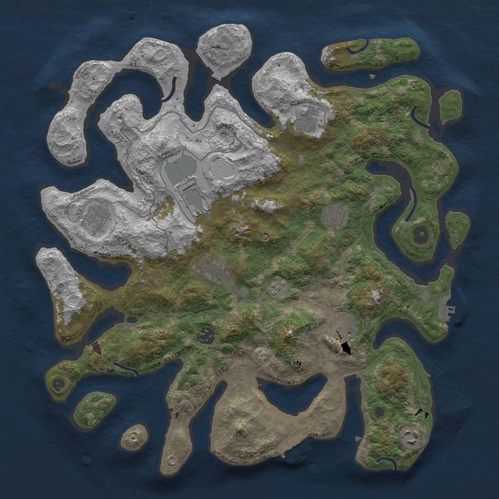 Rust Map: Procedural Map, Size: 4250, Seed: 934033, 14 Monuments