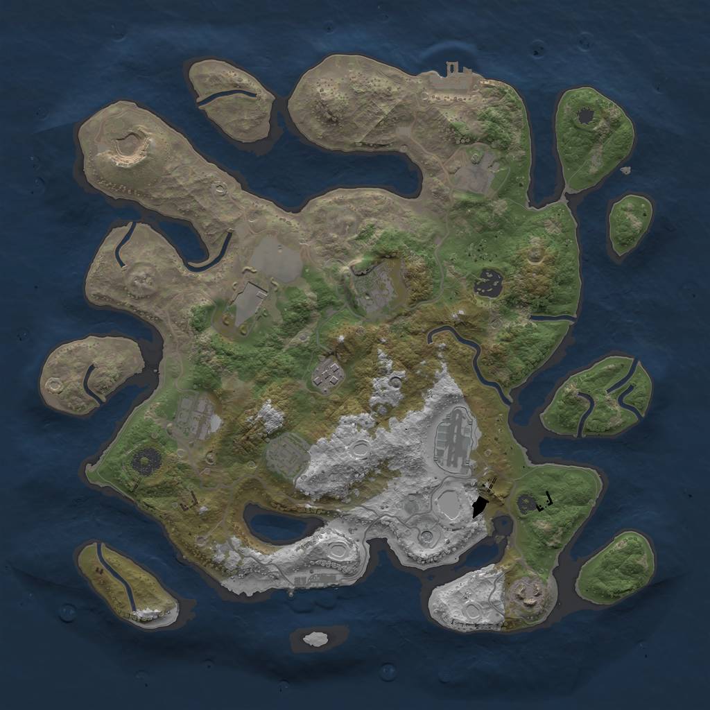 Rust Map: Procedural Map, Size: 3700, Seed: 1276509389, 15 Monuments