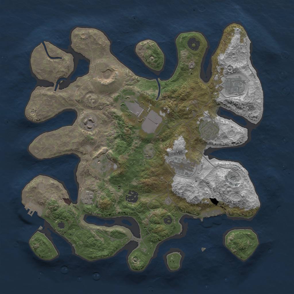 Rust Map: Procedural Map, Size: 3500, Seed: 45696767, 14 Monuments