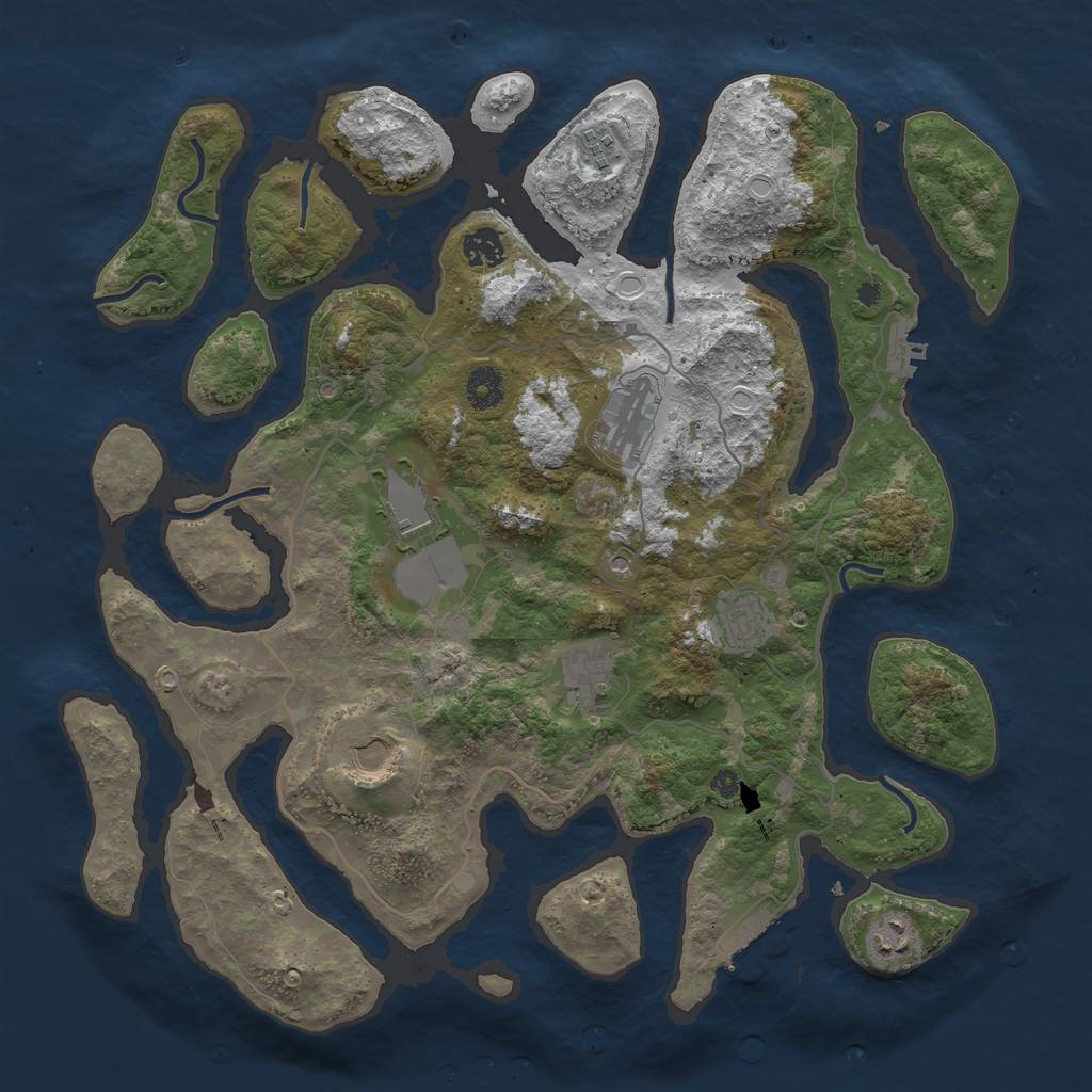 Rust Map: Procedural Map, Size: 4000, Seed: 911295476, 13 Monuments