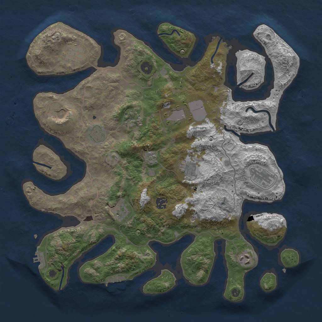 Rust Map: Procedural Map, Size: 4000, Seed: 498402638, 16 Monuments