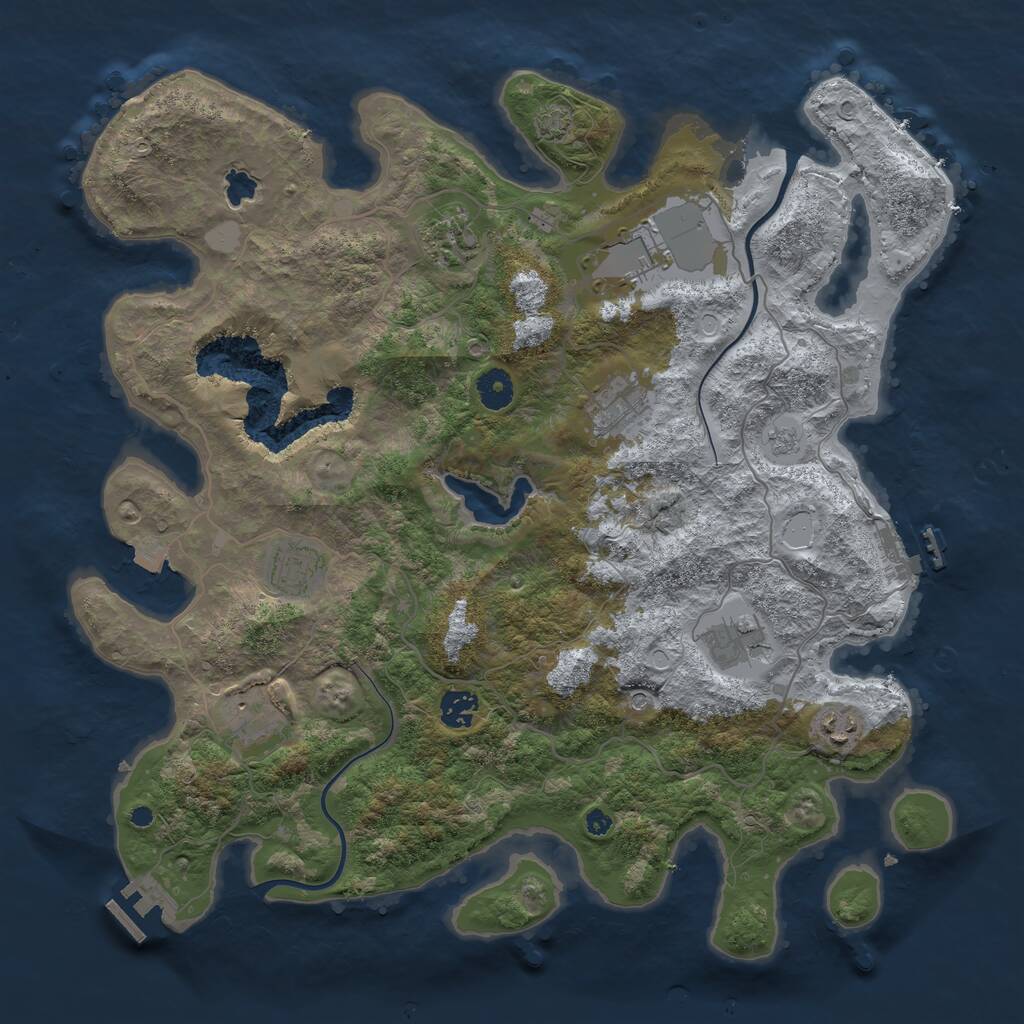 Rust Map: Procedural Map, Size: 4000, Seed: 498402638, 14 Monuments