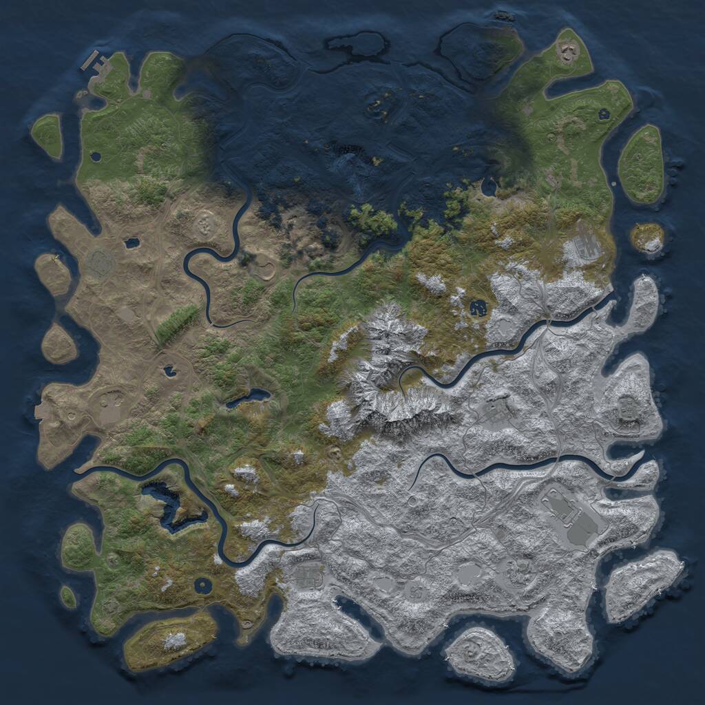 Rust Map: Procedural Map, Size: 6000, Seed: 7202009, 17 Monuments