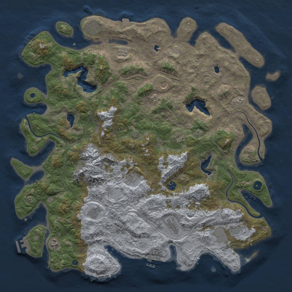 Rust Map: Procedural Map, Size: 5000, Seed: 26483527, 16 Monuments