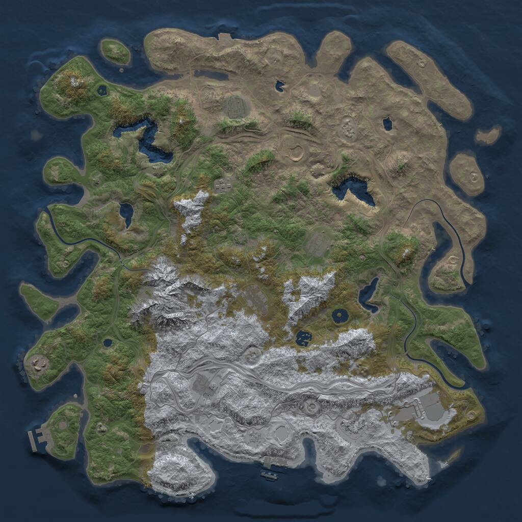 Rust Map: Procedural Map, Size: 5000, Seed: 26483527, 16 Monuments