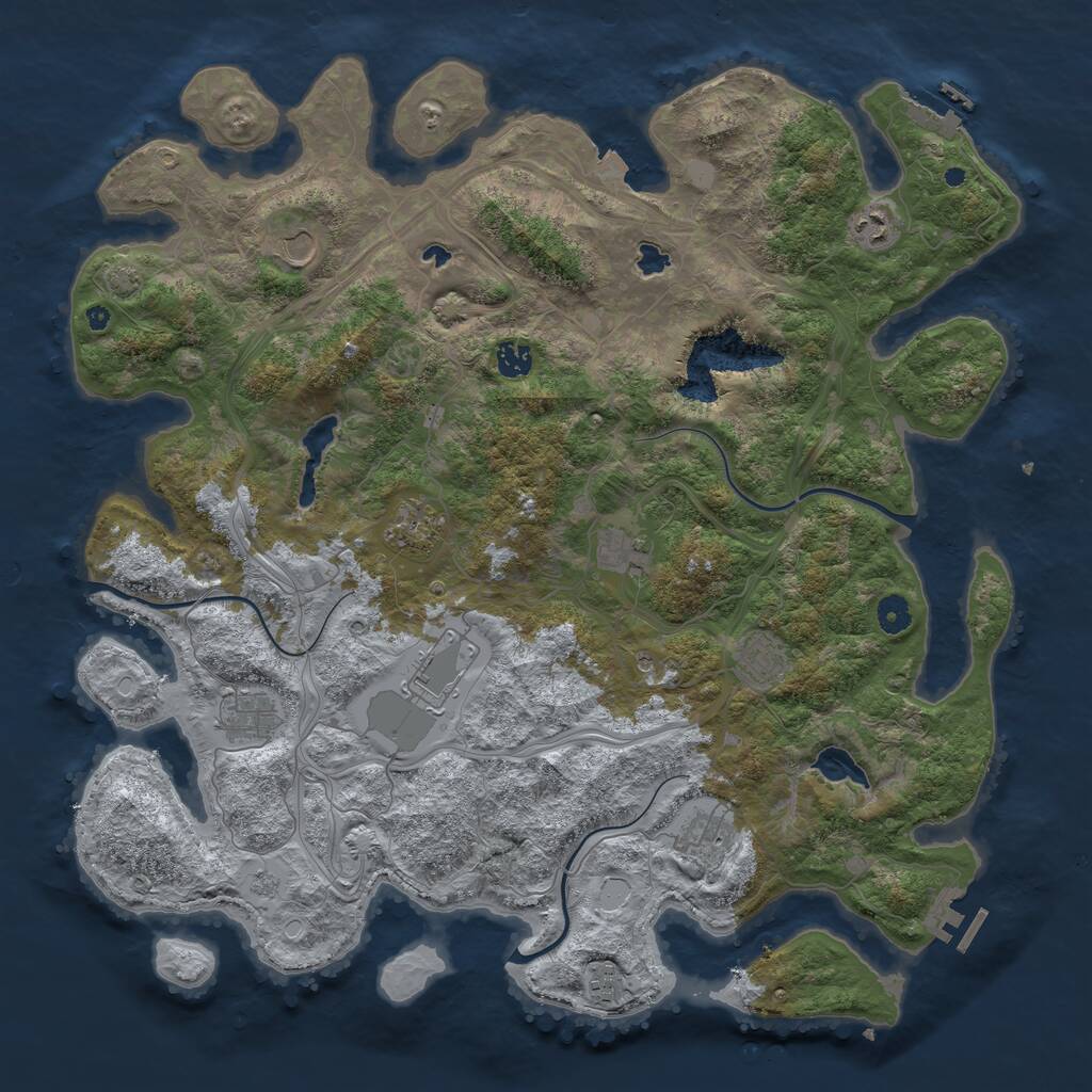 Rust Map: Procedural Map, Size: 4500, Seed: 302115, 16 Monuments
