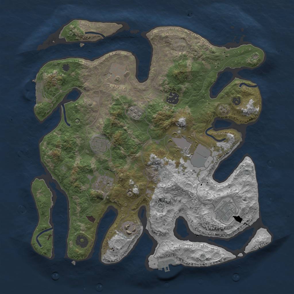 Rust Map: Procedural Map, Size: 3500, Seed: 572975, 13 Monuments