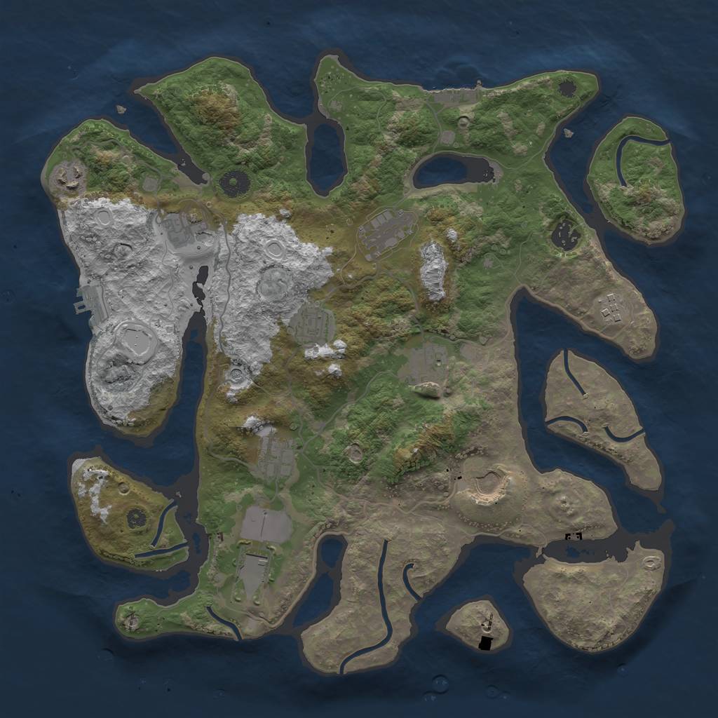 Rust Map: Procedural Map, Size: 3800, Seed: 488057869, 15 Monuments