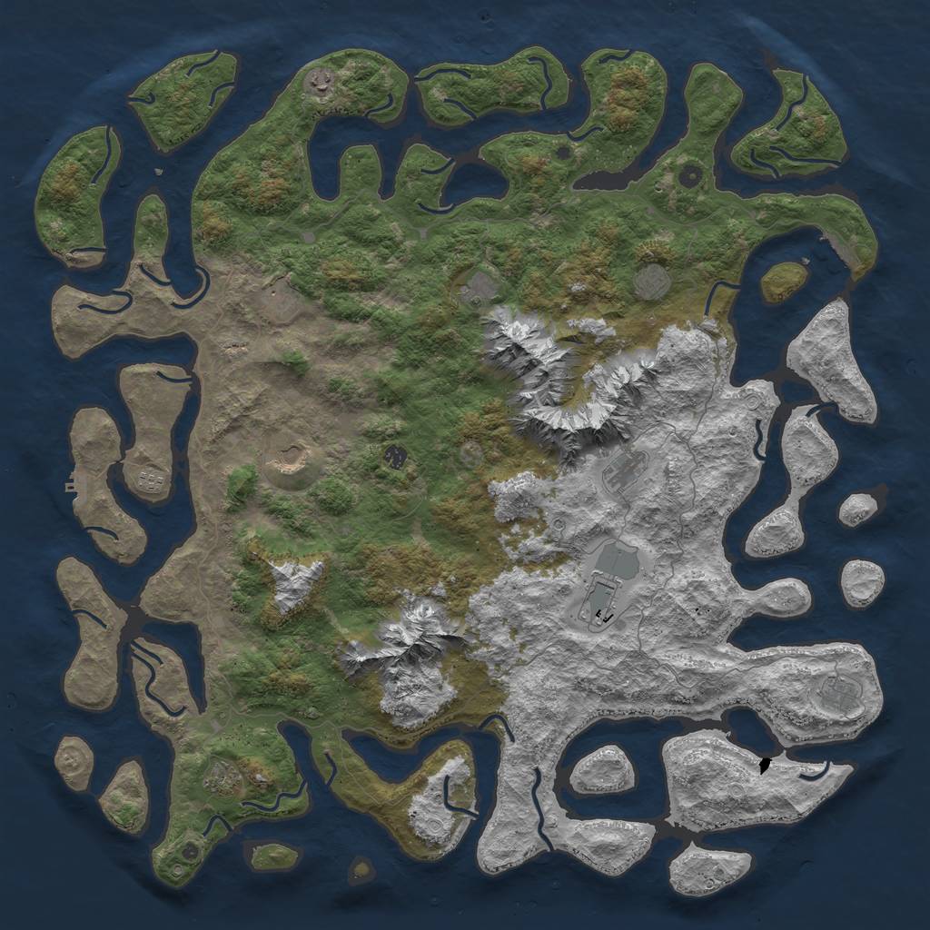 Rust Map: Procedural Map, Size: 6000, Seed: 3543, 16 Monuments