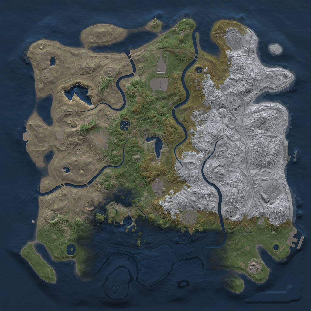 Rust Map: Procedural Map, Size: 4500, Seed: 845653229, 17 Monuments