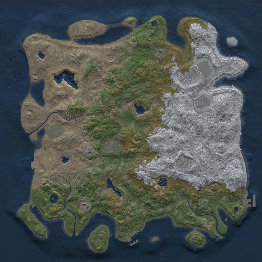 Rust Map: Procedural Map, Size: 4500, Seed: 845653229, 16 Monuments