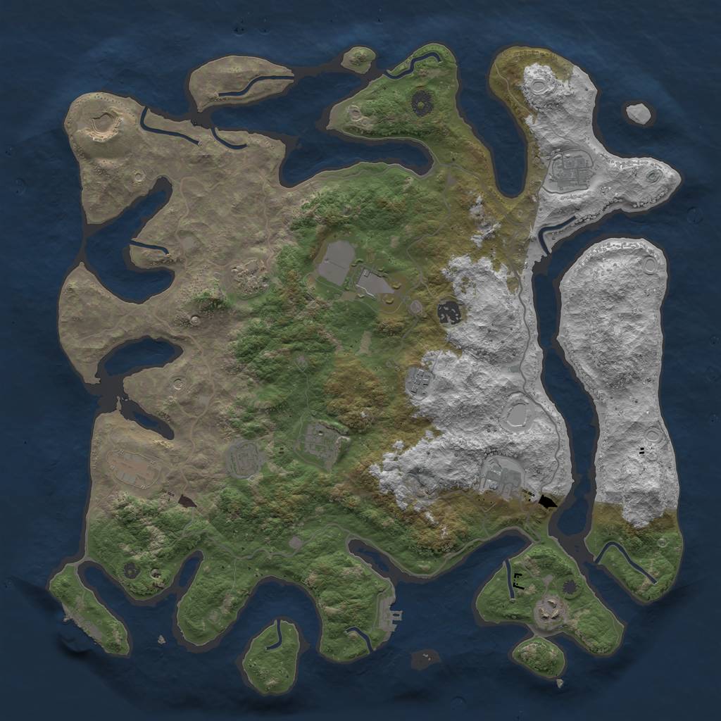 Rust Map: Procedural Map, Size: 4500, Seed: 845653229, 16 Monuments