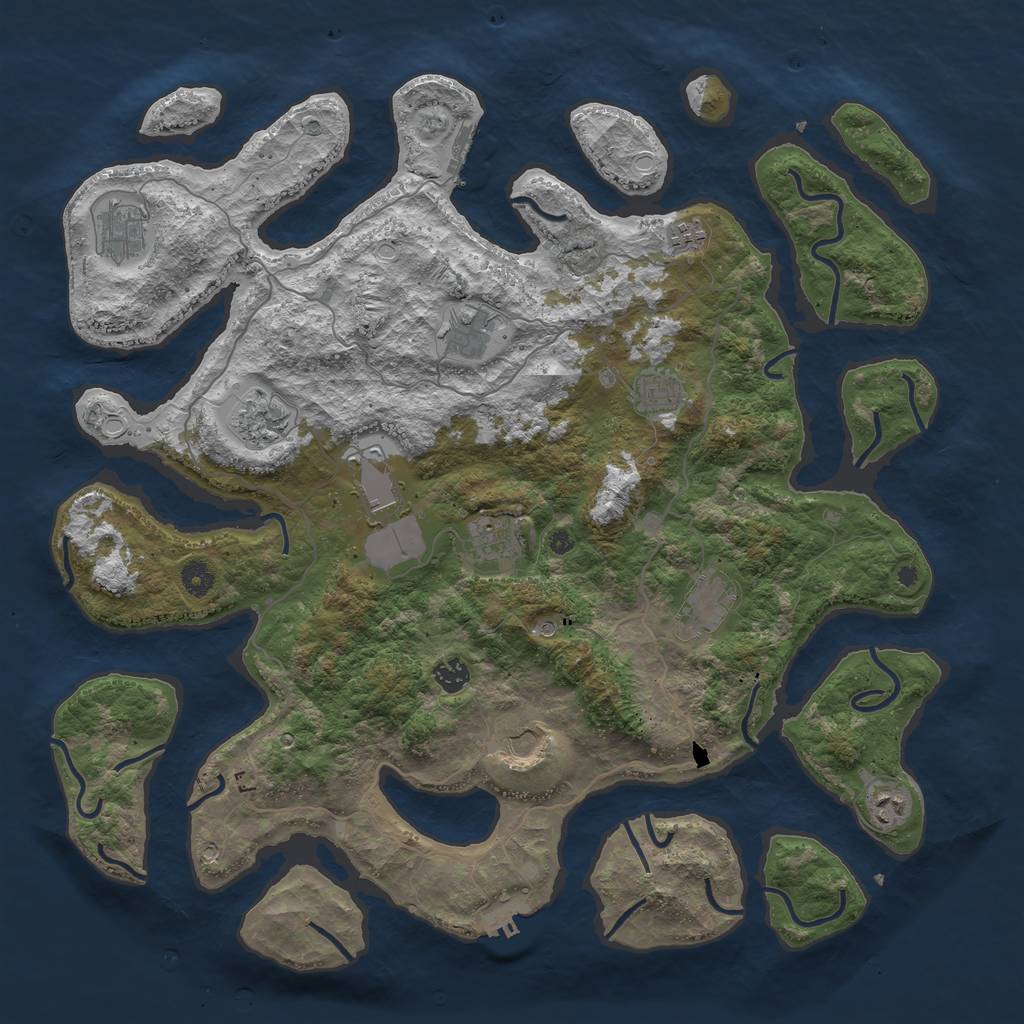 Rust Map: Procedural Map, Size: 4500, Seed: 1146541, 16 Monuments