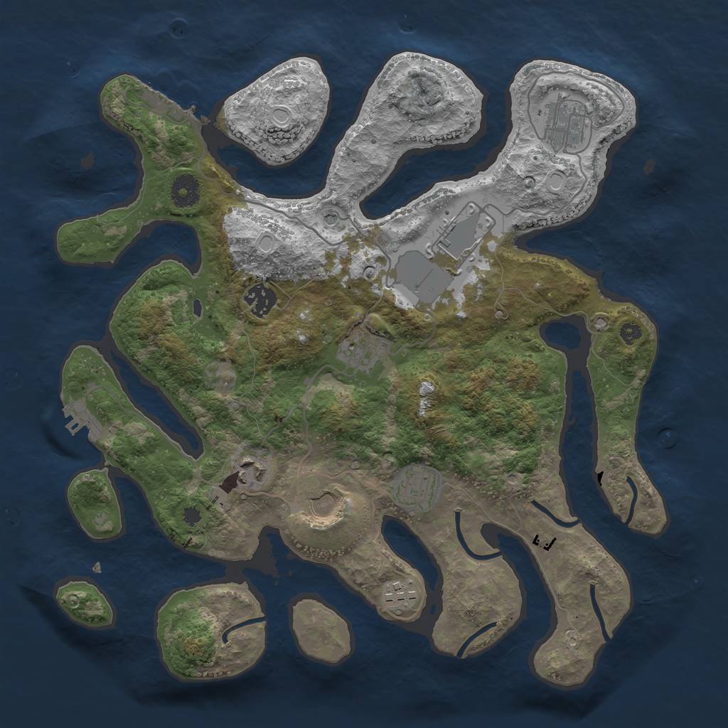 Rust Map: Procedural Map, Size: 3500, Seed: 74543, 13 Monuments