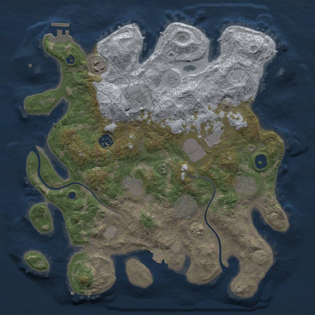 Rust Map: Procedural Map, Size: 3500, Seed: 74543, 12 Monuments