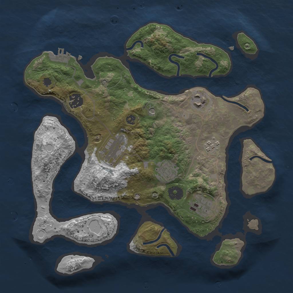 Rust Map: Procedural Map, Size: 3000, Seed: 130199367, 10 Monuments