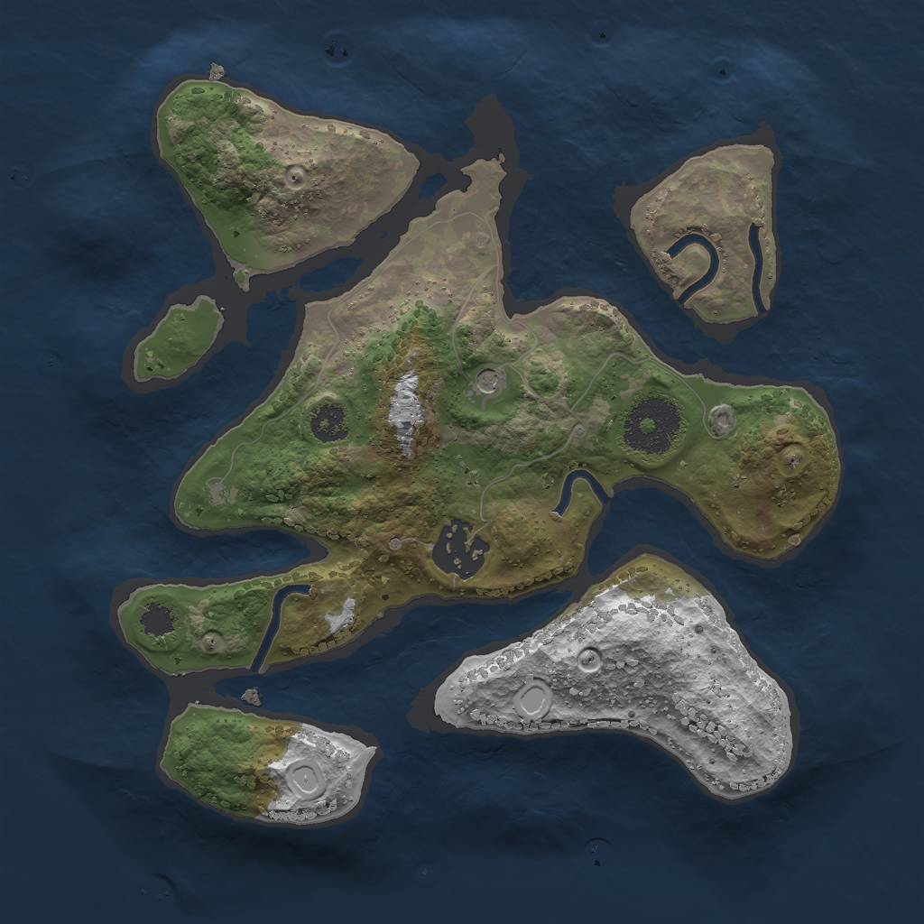 Rust Map: Procedural Map, Size: 2500, Seed: 110315, 4 Monuments