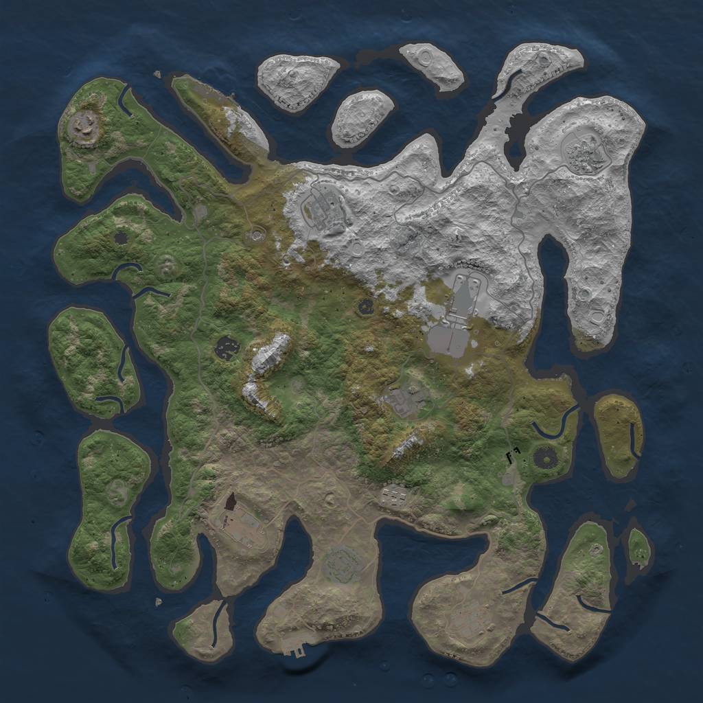 Rust Map: Procedural Map, Size: 4500, Seed: 50501, 15 Monuments