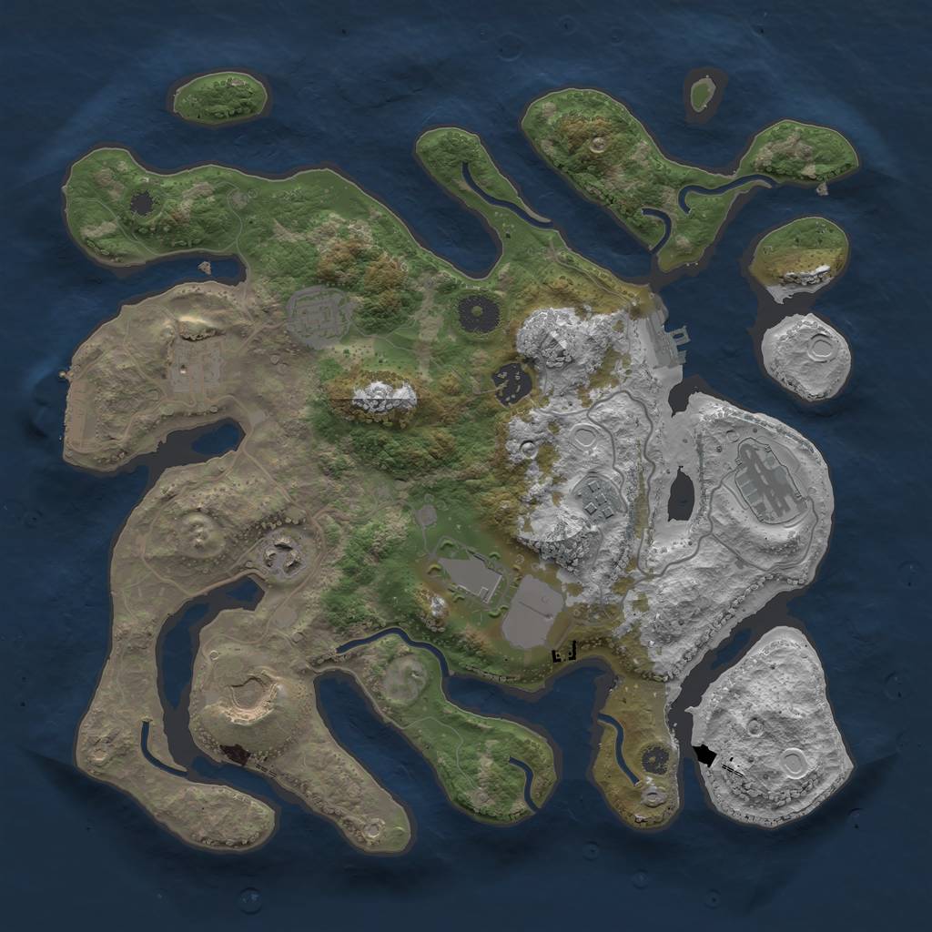 Rust Map: Procedural Map, Size: 3500, Seed: 6534543, 12 Monuments