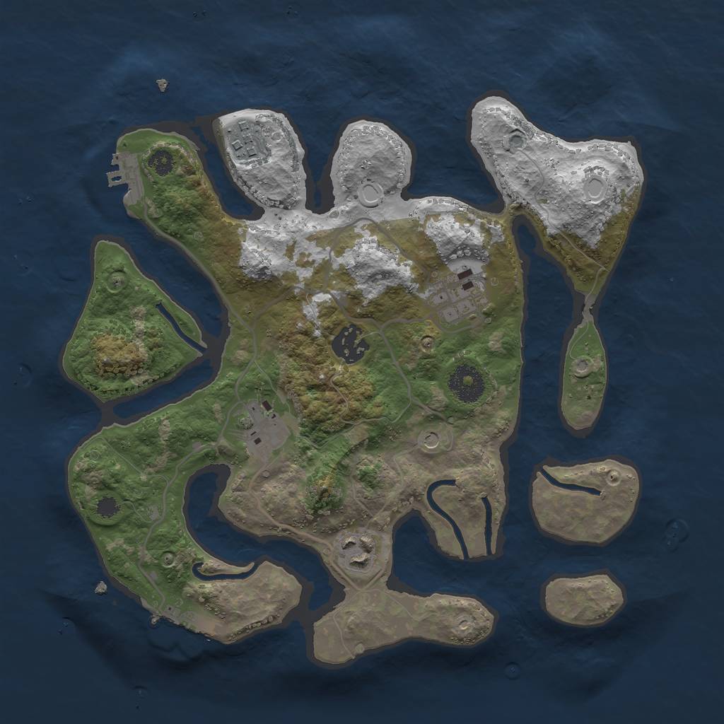 Rust Map: Procedural Map, Size: 3000, Seed: 911088, 10 Monuments