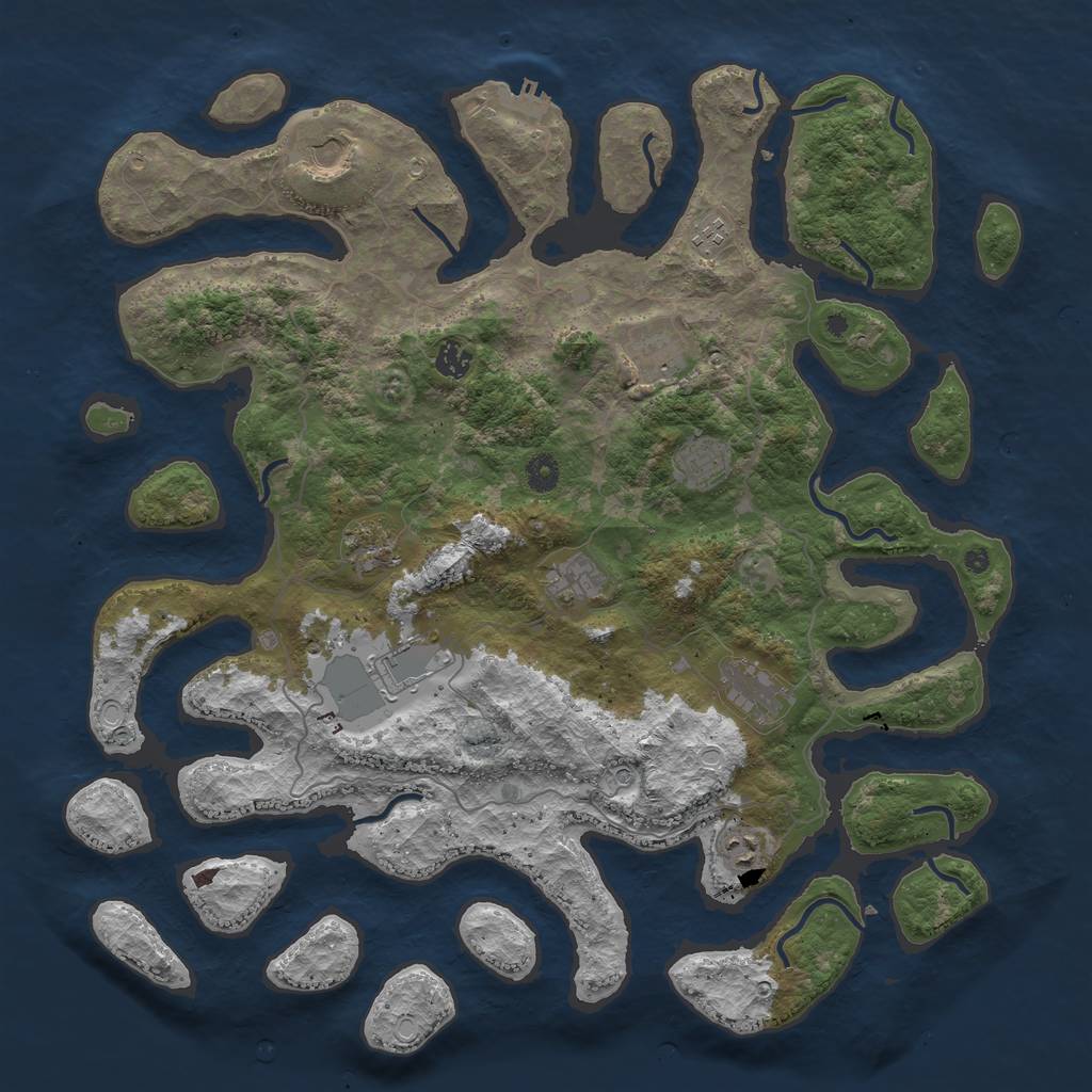 Rust Map: Procedural Map, Size: 4500, Seed: 5207104, 14 Monuments