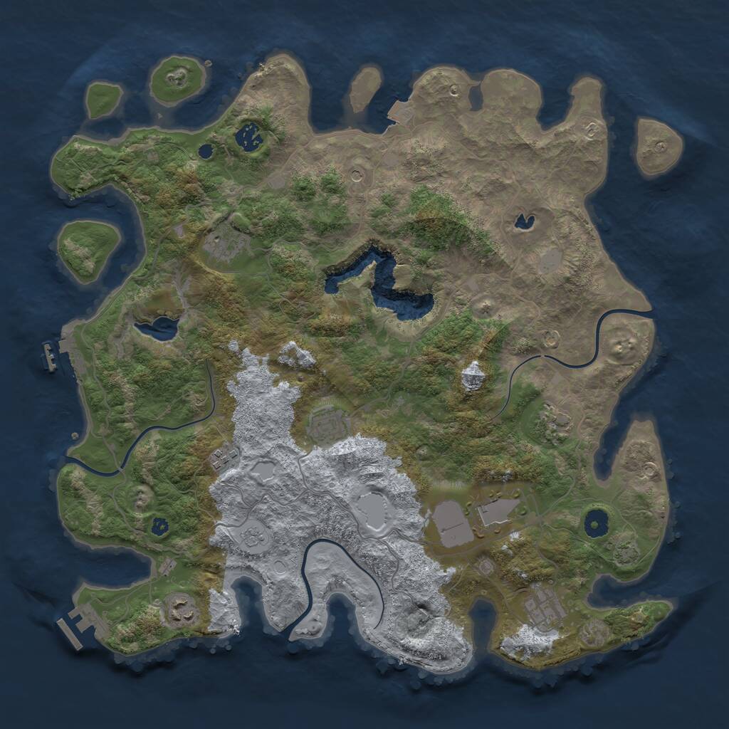 Rust Map: Procedural Map, Size: 4100, Seed: 284637885, 14 Monuments