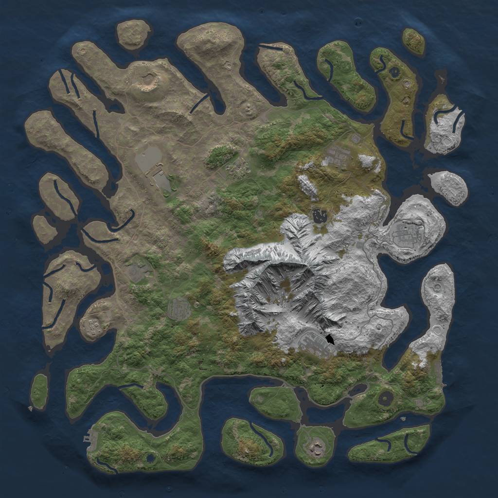 Rust Map: Procedural Map, Size: 5000, Seed: 1804, 16 Monuments