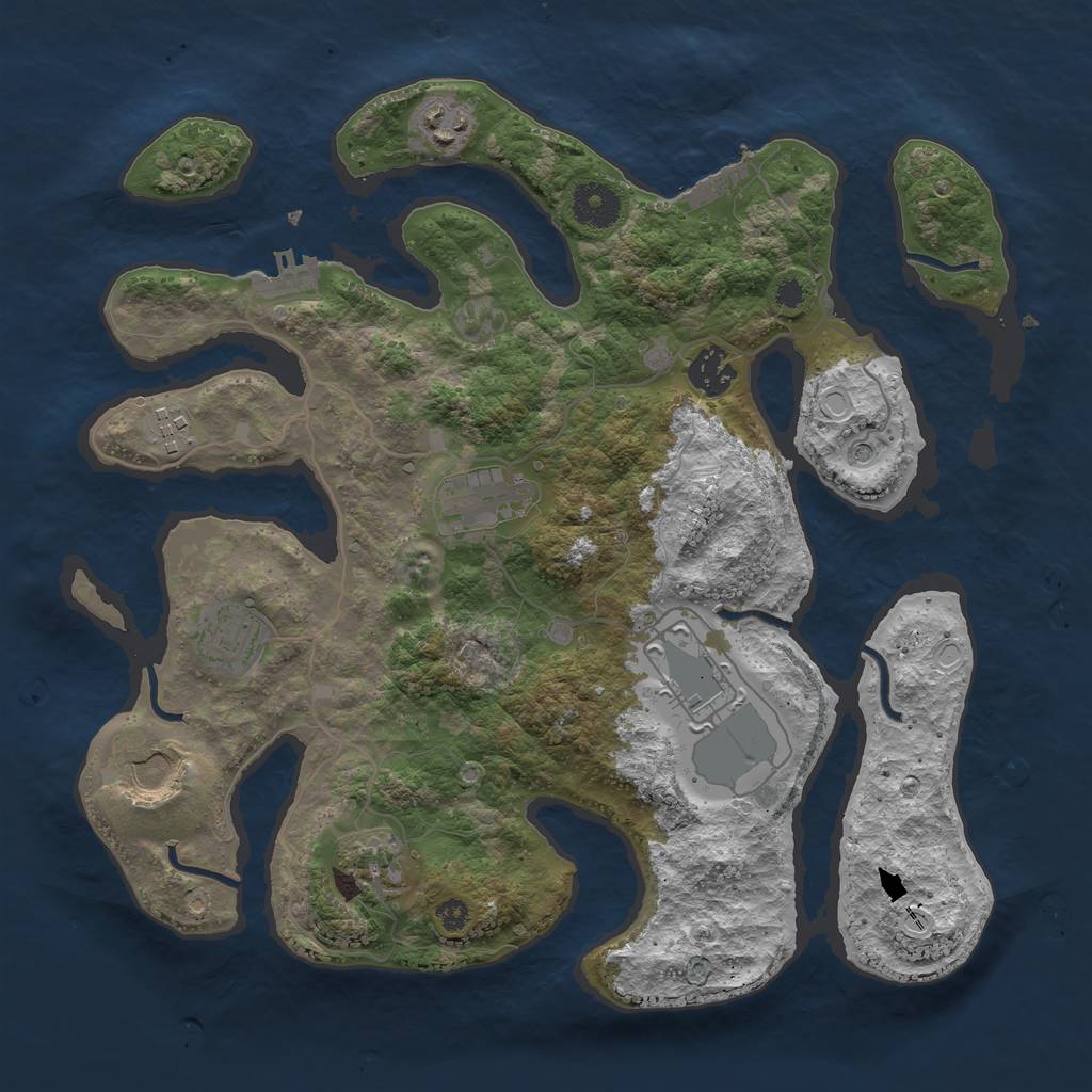 Rust Map: Procedural Map, Size: 3500, Seed: 97256, 13 Monuments