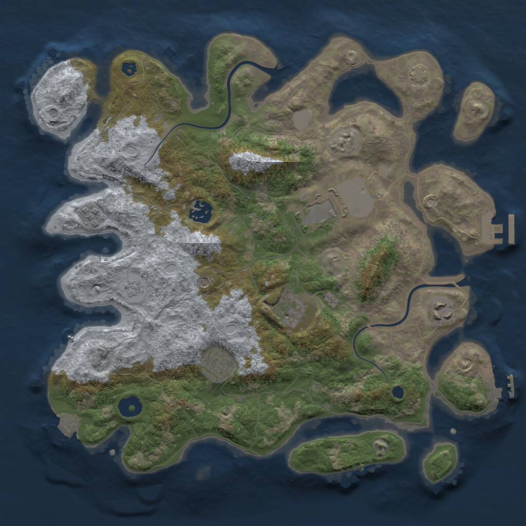 Rust Map: Procedural Map, Size: 3500, Seed: 736521, 12 Monuments