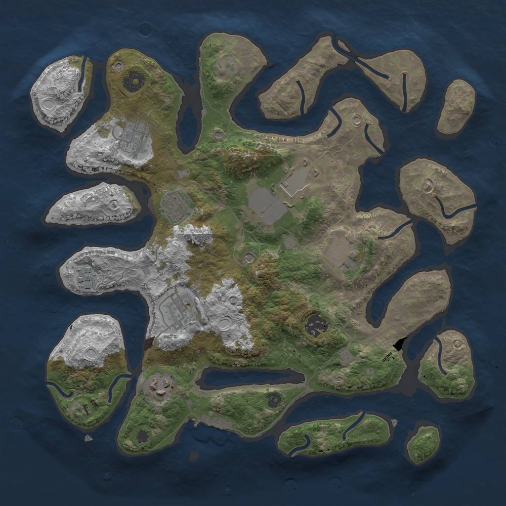 Rust Map: Procedural Map, Size: 3500, Seed: 736521, 12 Monuments