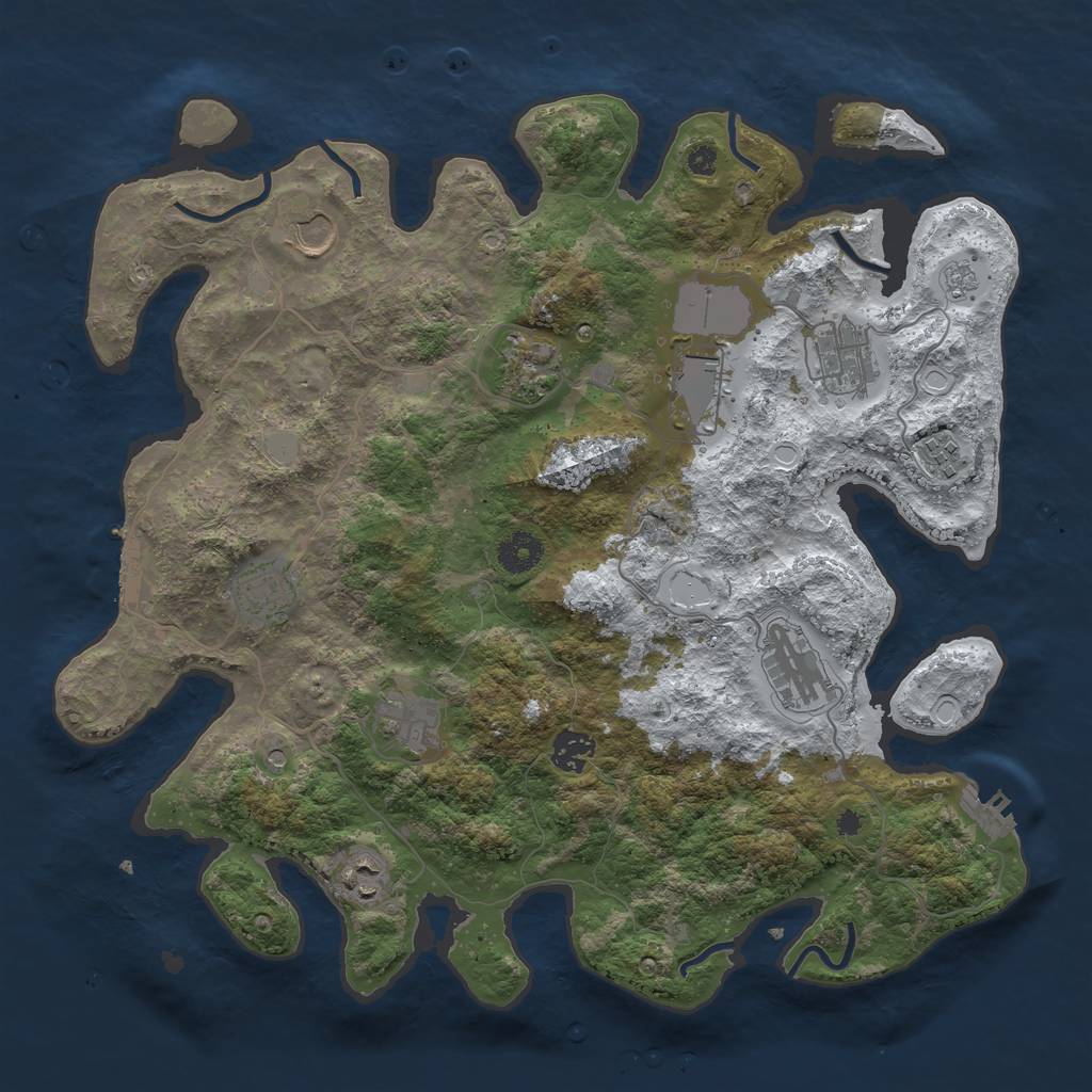 Rust Map: Procedural Map, Size: 3800, Seed: 2108226018, 19 Monuments