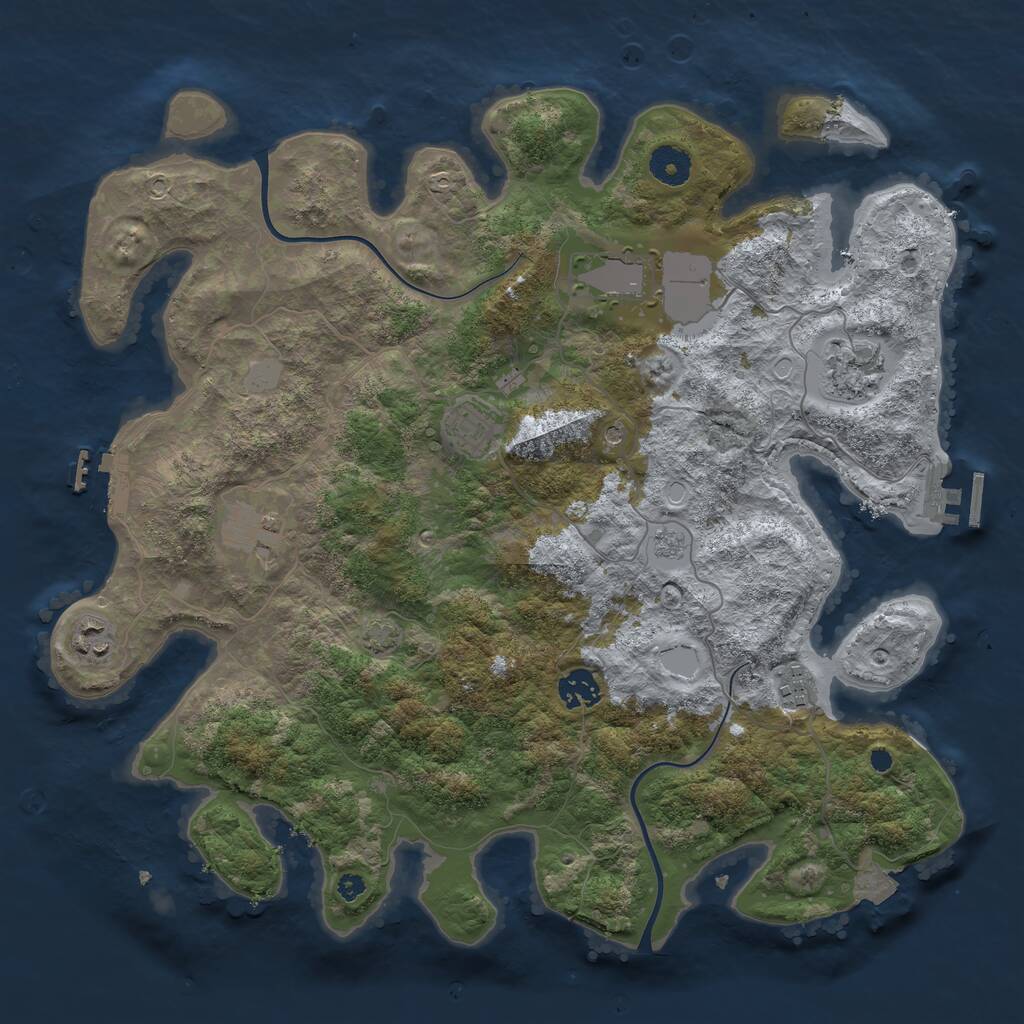 Rust Map: Procedural Map, Size: 3800, Seed: 2108226018, 13 Monuments